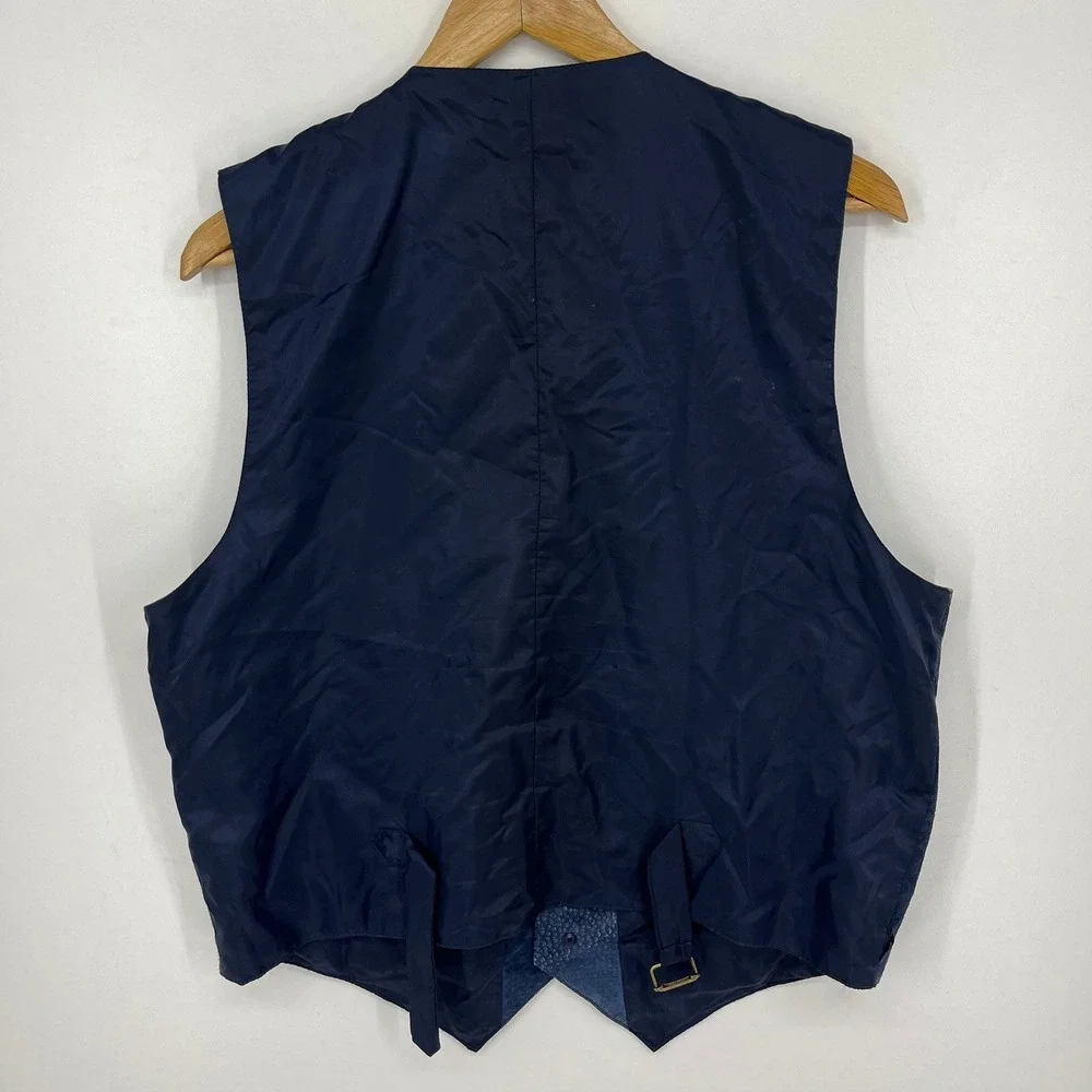 Arizona Jean Company Mens Blue Suede Leather Vest Cinch Back Medium